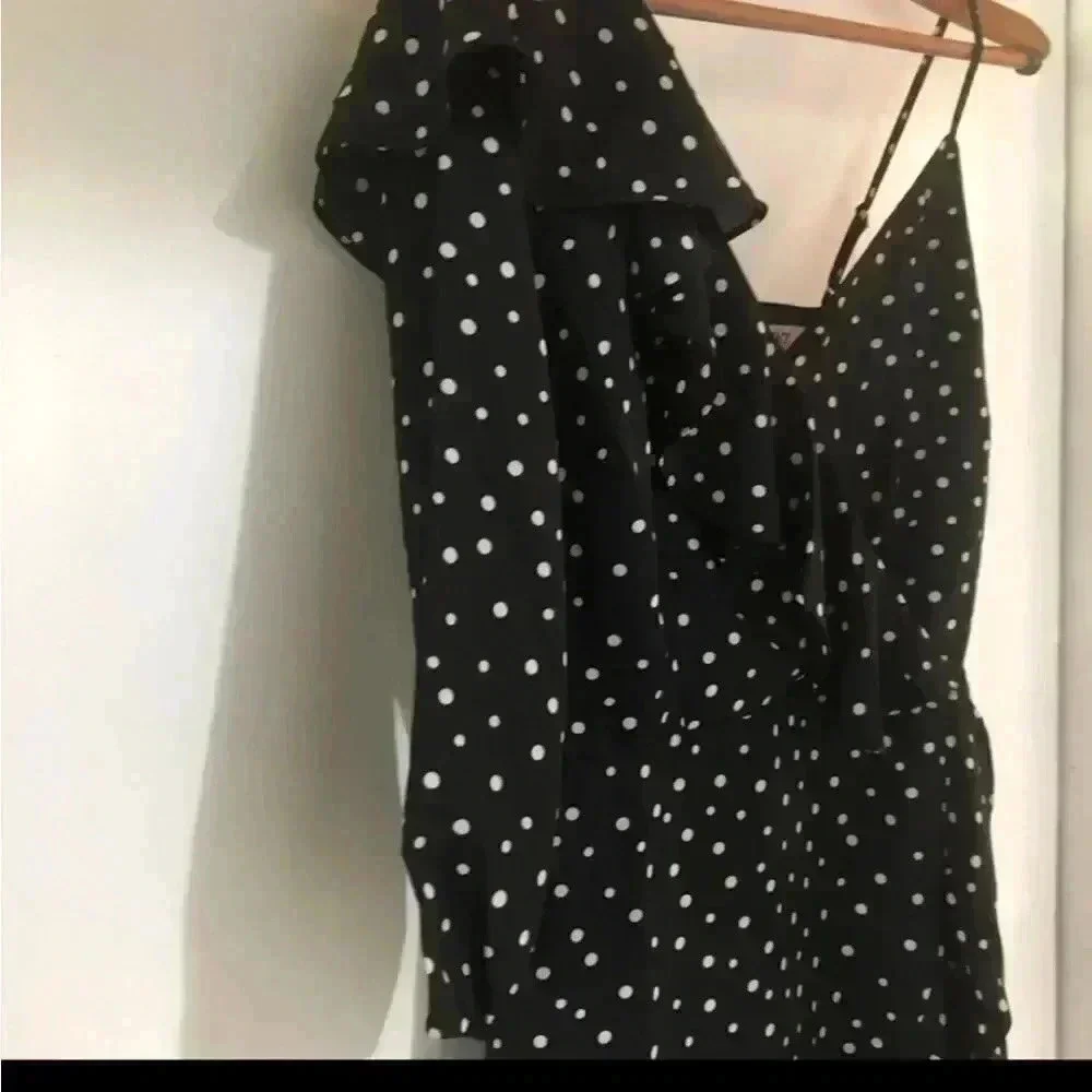 One Sleeve Polka Dot Dress - Picture 2 of 6